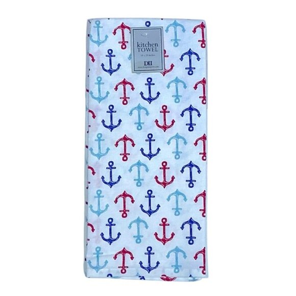 Sail Away Kitchen Towel Embellished Set Coastal Nautical Cotton Set 18 x 28 in - Picture 3 of 16